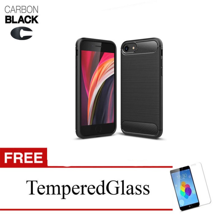 Carbon Soft Case for Apple iPhone SE 2016 - 4.0 inch - Hitam - Gratis