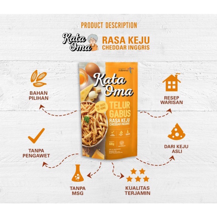 

DISKON 4 PACK KATA OMA TELUR GABUS (TELUR ASIN + BALADO + KEJU + GULA AREN) - CEMILAN KUE GABUS