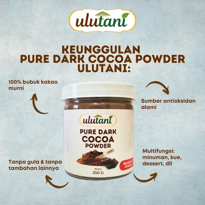 

SALE PROMO PURE DARK COCOA POWDER / BUBUK COKLAT MURNI ULUTANI 250 GR READYY