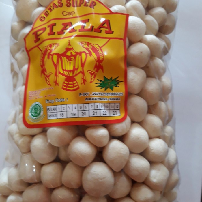 

Kerupuk getas super tenggiri bulat cap piala logo kuning 500 gram
