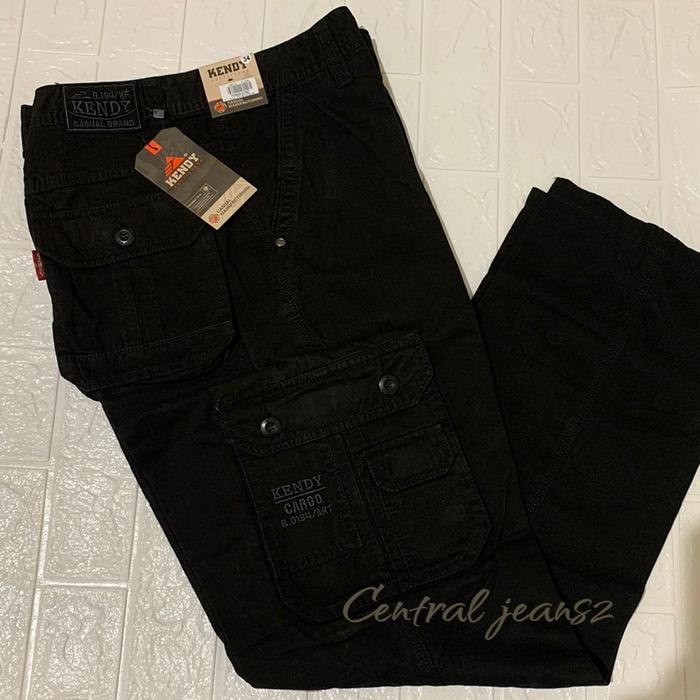 New Celana Cargo Kendy Panjang Pria Katun Premium - Hitam, Ideal Untuk Santai Dan Kantor - Kerja