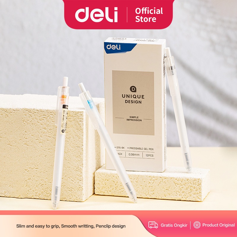

Deli Pulpen Gel / Gel Pen Needle tip: 0.38 tinta warna hitam kualitas bagus EG115