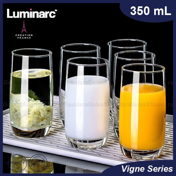 Populer Gelas Kaca Luminarc Vigne 350Ml 12Pcs/Gelas Jus/Luminarc Garansi Pecah