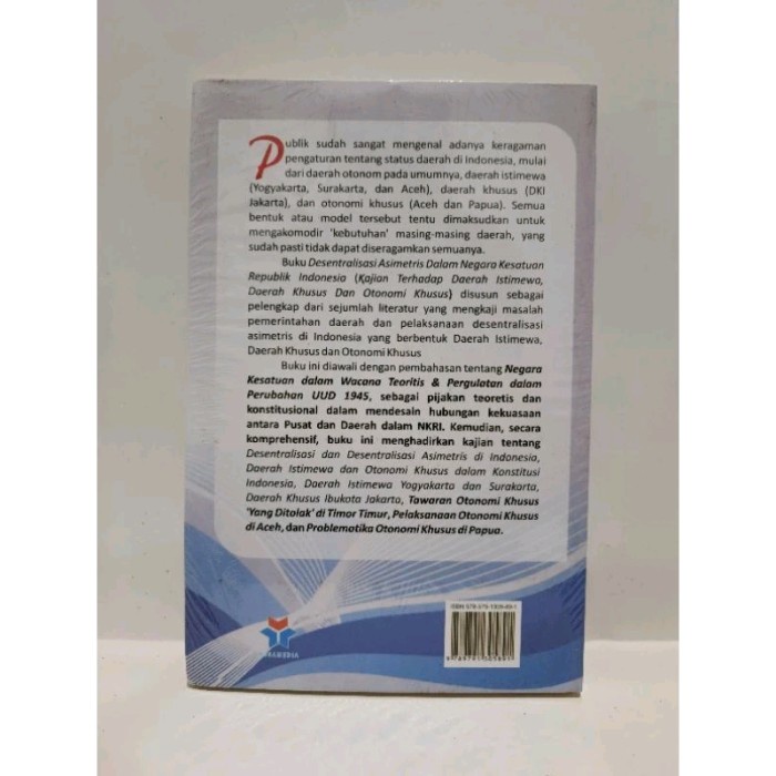 

Viral Buku Hukum - Desentralisasi Asimetris Dalam Nkri : Kajian Terhadap Dae Cod