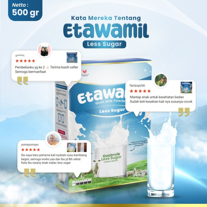 

(BestSeller) ETAWAMIL NON SUGAR TANPA GULA Susu Kambing Etawa Bubuk - ORIGINAL 500g