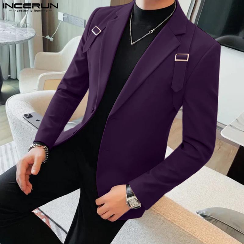 Fashion Well Fitting Tops Incerun Handsome Men Deconstruction Design Solid Blazer Leisure Male City