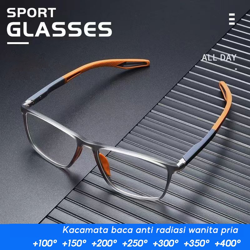 PROMO / Kacamata Baca Anti Radiasi Pria Wanita Persegi Panjang Olahraga Kacamata