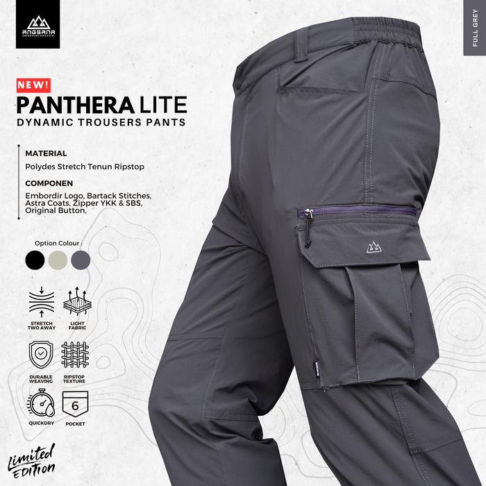 Hot Sale Celana Angsana Seri Panthera Lite Dynamic Cargo Concept Fit Slim Pria Panjang Hitam Katun