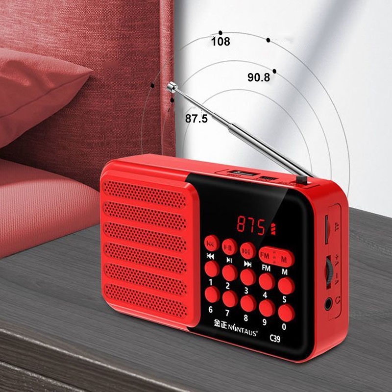 Mini Fm Radio Portable Radios Receiver Bluetooth Stereo Speaker Mp3 Player With Mic/Lcd Display
