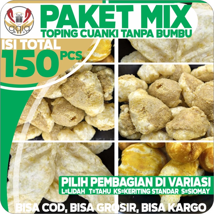

Toping Seblak Baso Aci PAKET MIX 150pcs Cuanki Lidah, Siomay dan Baso