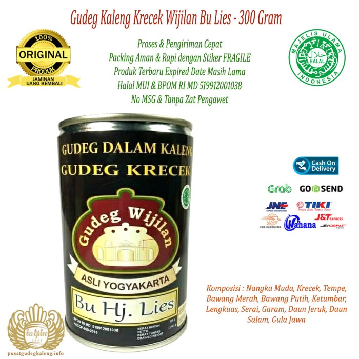

Gudeg Kaleng Krecek Wijilan Bu lies - 300Gram