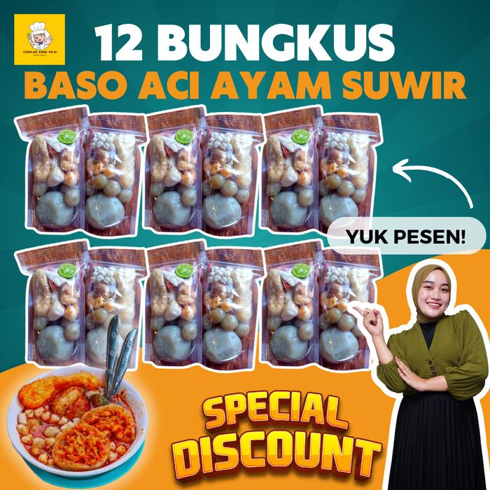 

12 Bungkus Baso Aci Ayam Suwir, Hemat & Rasa Super Enak - Baso Aci Instan, Makanan Instan, Cemilan