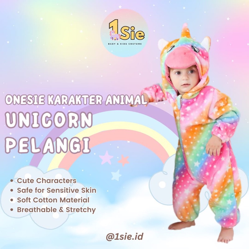 Awet Unicorn Pelangi 1Sie Onesie Hewan Grosir Murah Baju Karakter Dan Anak Baju Tidur Kostum Bayi