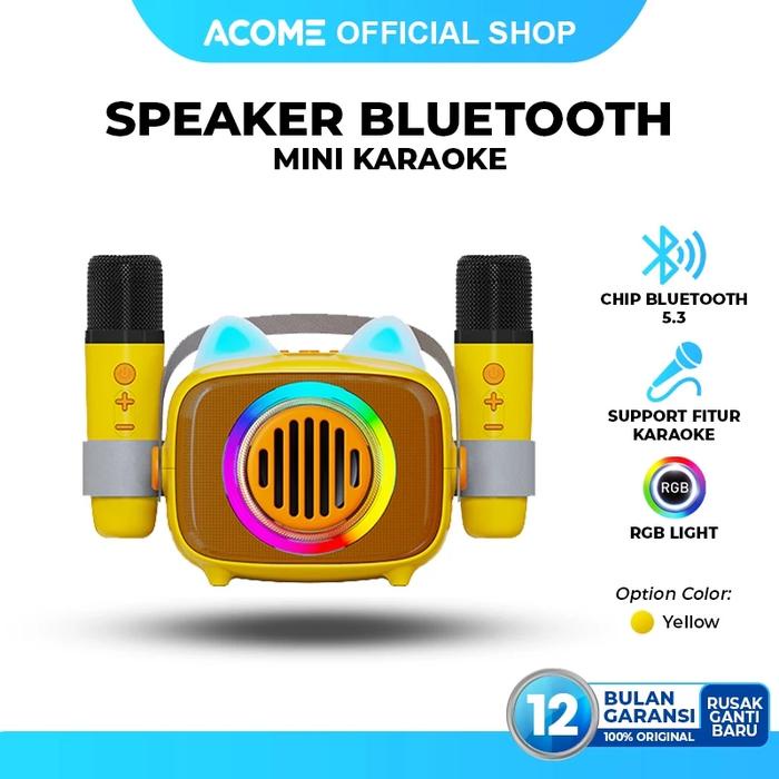 PREMIUM ACOME A18 Speaker Karaoke Bluetooth 5.3 Dual Microphone / Speaker Wireless Mini RGB 10 Watt