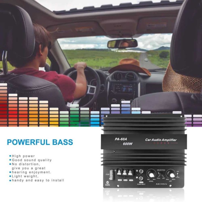 New Kit Power Ampli Mobil Bass Subwoofer 600W 4 Ohm Mono 12V Dc Pa-60A