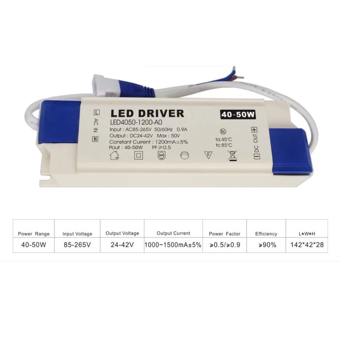 READY STOK LED DRIVER 40-50 WATT POWER DC 24 -42 VOLT 1200MA POWER SUPPLY READYY