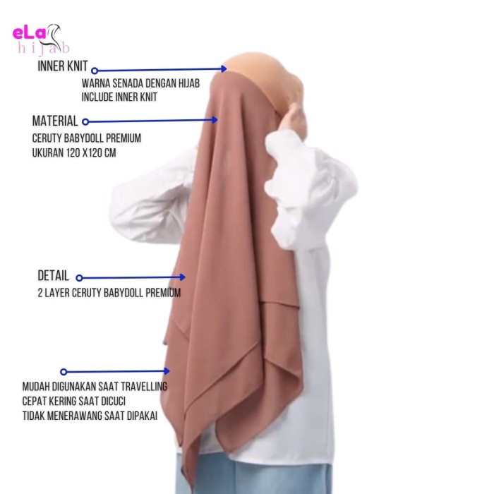 Best Seller Hijab Instan Segiempat Instan 2 Layer Ceruty Babydoll Premium 120 X120