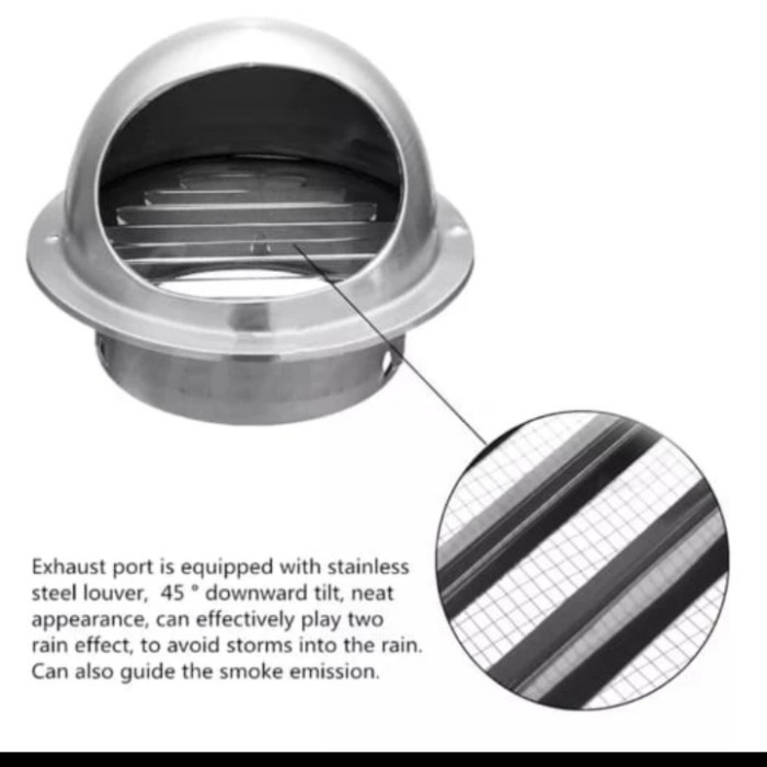 Katroll Grosir - Exhaust Fan Penutup Cerobong Asap 4 Inchi Stainless/Penutup Exhaust
