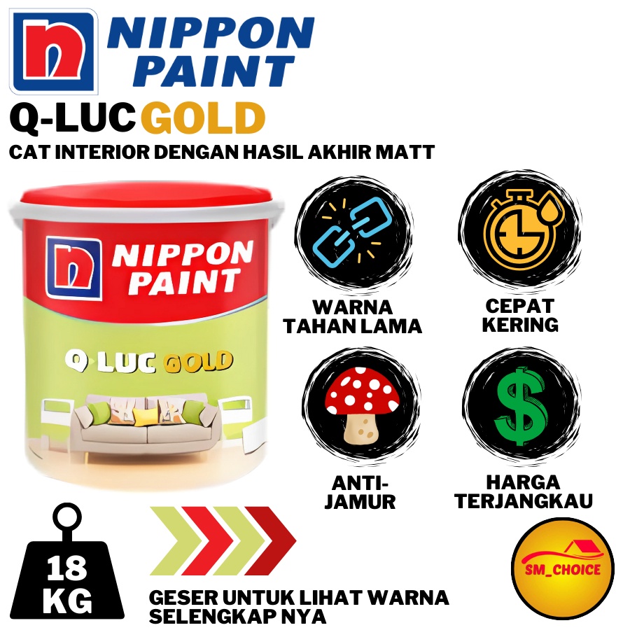 Q-LUC GOLD CAT TEMBOK Q LUC 18KG CAT TEMBOK NIPPON PAINT Q LUC GOLD CAT NIPPON PAINT TEMBOK QLUC