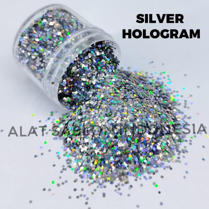..... Silver Hologram Glitter Kasar Bubuk Gliter 50Gr 1/32