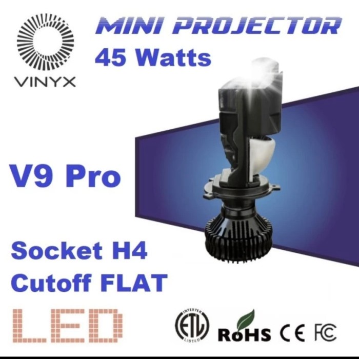 Terbaru Lampu Led V9 Vinyx H4 Mini Lens Projector 36 Watt