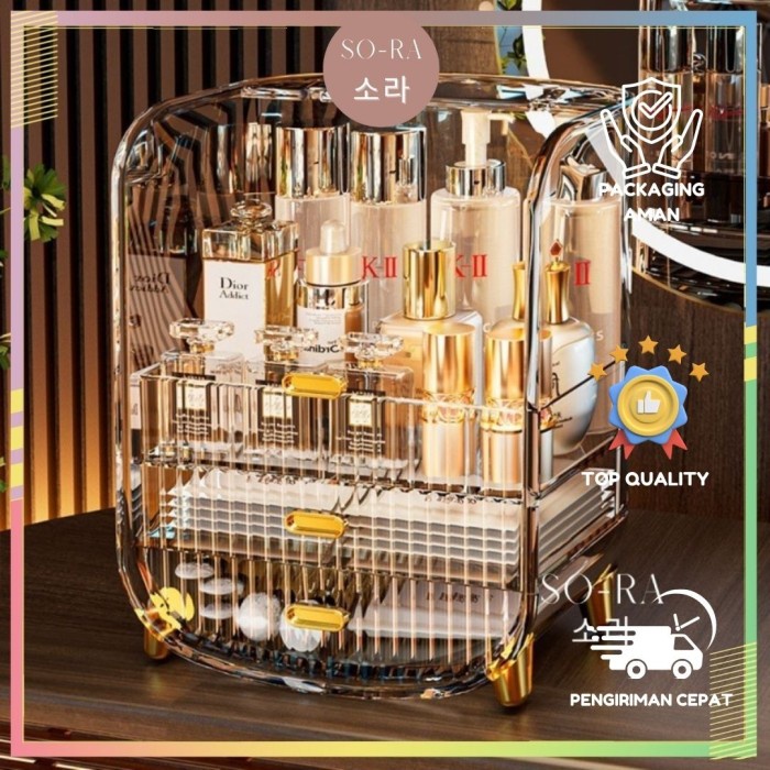 

MURAH SORA Tempat Penyimpanan Makeup Skincare Akrilik Tutup Dengan Laci