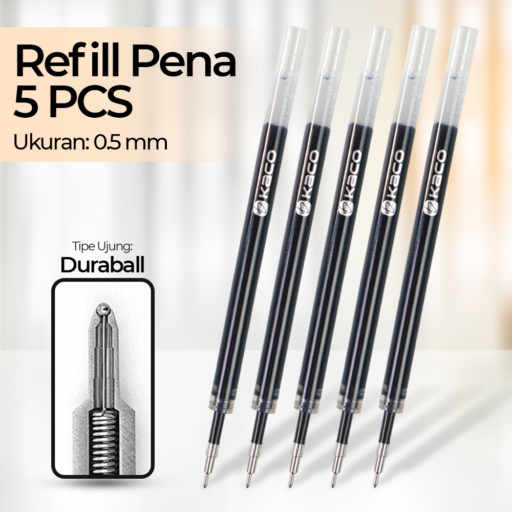 

Kaco Isi Refill Pena Pulpen Gel 0.5mm Tinta Hitam 5PCS for Kaco TURBO - K1618