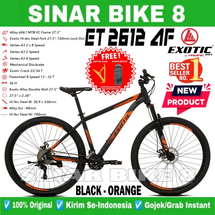Sepeda Gunung Mtb Exotic Et 2612 Af By Pacific Ukuran 27.5 Inch Alloy 2X8 Speed Rem Cakram