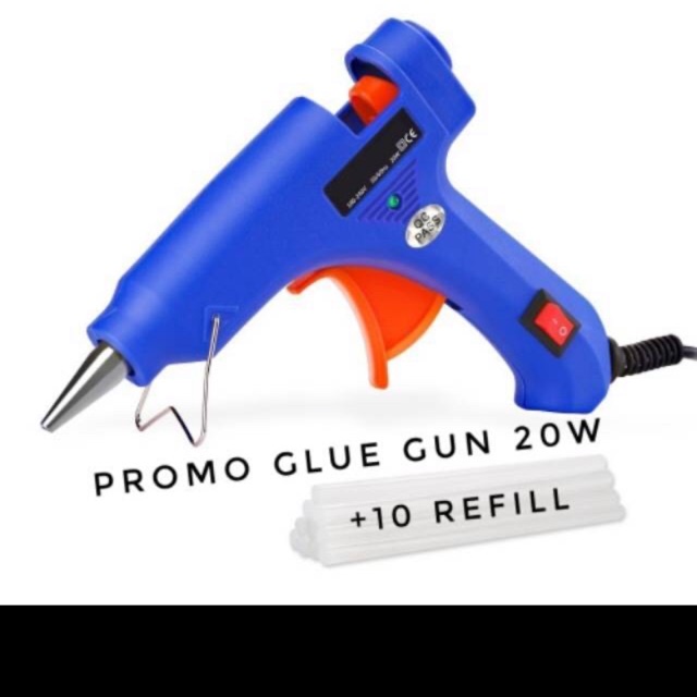 

Promo glue gun lem bakar 2 on off watt plus refill 10 batang