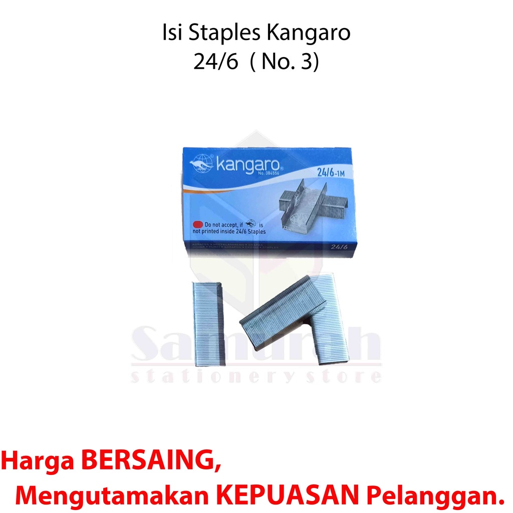 

Isi Staples Kangaro 24/6 1M Ori / Refill Stapler No. 3 / Isi Stepler Hekter Besar Asli Kanggaro