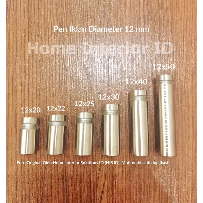 

BERMUTU Pen Iklan 12 X 20 mm Stainless Steel ( Pen Reklame Baut Akrilik) Murah