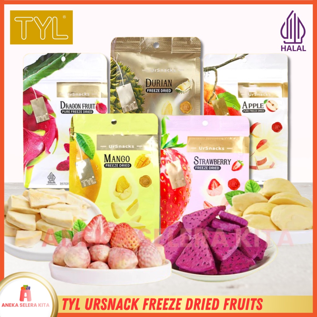 

TYL Ursnack Freeze Dried Fruits Snack Durian Vacum / Freeze Dried Strawbery Mango Apel Dragon Fruit