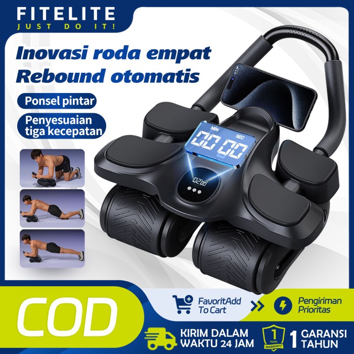 Abs Roller 4 Roda Stabil Alat Gym Alat Olahraga Fitness Sixpack Abdominal Roller/Abs Roller 4