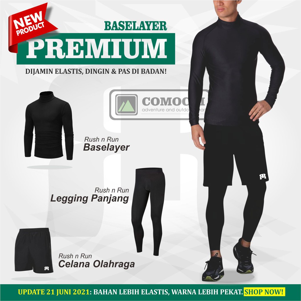 PROMO / [BASELAYER PREMIUM] PAKET BASE LAYER GUNUNG POLOS BAJU OLAHRAGA PRIA LEGGING PANJANG CELANA
