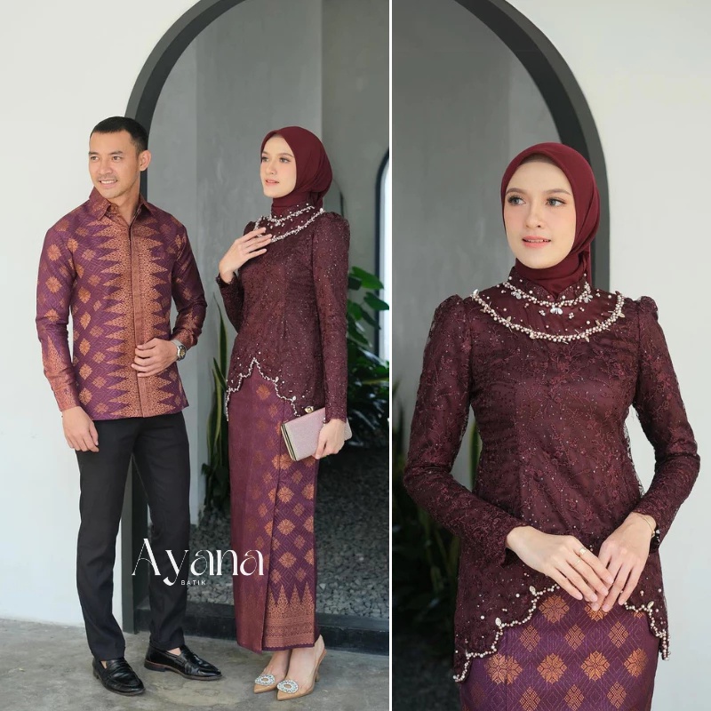 PROMO / Kebaya Couple Kutu Baru Kebaya Wisuda Tunangan Lmaran Batik Baju Couple Kondangan Terbaru