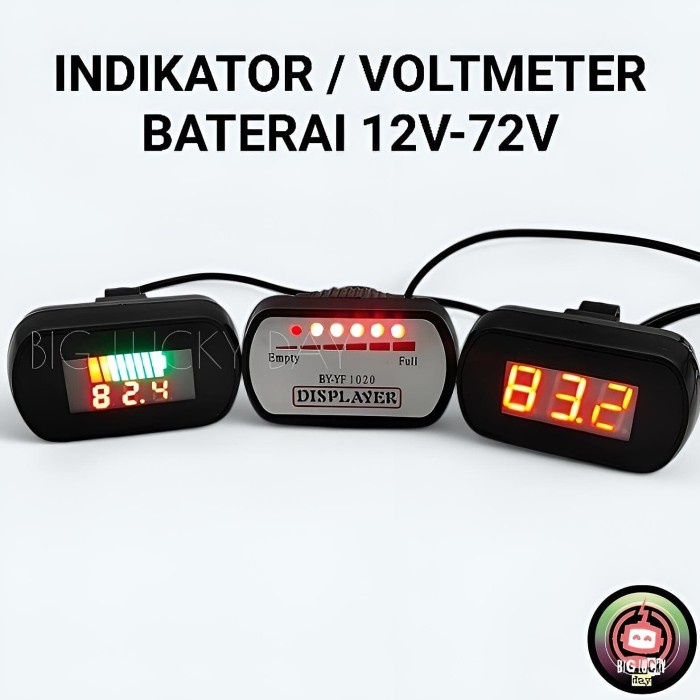 INDIKATOR VOLTMETER BATERAI SEPEDA LISTRIK UNIVERSAL 12V-72V MOTOR LISTRIK SCOOTER LISTRIK INDICATOR
