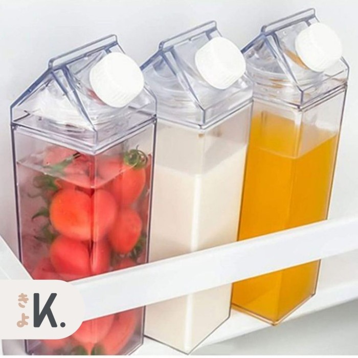 KYO BOTOL MINUM BENTUK KOTAK SUSU TRANSPARAN BOTOL AIR KULKAS