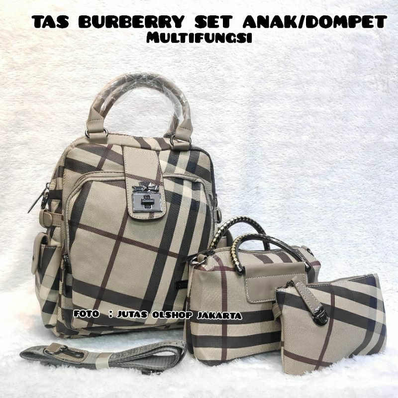 TAS RANSEL BURBERRY 88535 SATU SET ANAK DAN DOMPET - TAS RANSEL MULTIFUNGSI -KwalitasGan