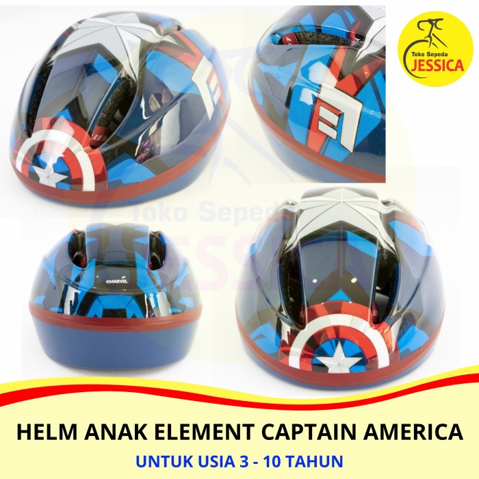 Helm Sepeda Anak Element Marvel Captain America -Gratisongkir