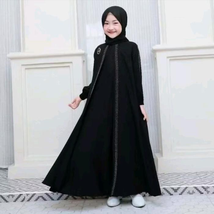 Gamis Ibu dan Anak Perempuan Muslimah Ceruty Premium Hitam - Syari