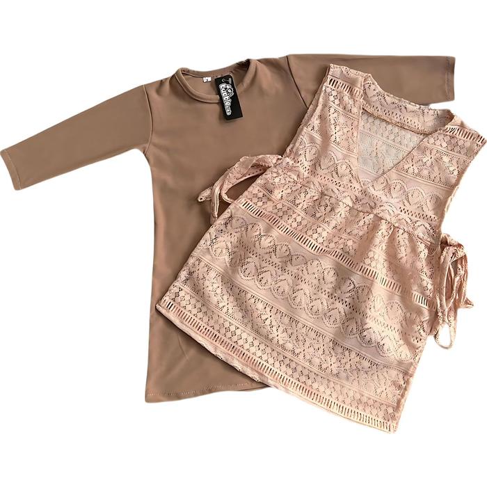 Gamis Bayi Perempuan Newborn 0-2 Tahun Vest Brukat Anak Rompi Katun Spandek mocca tiktok baju muslim