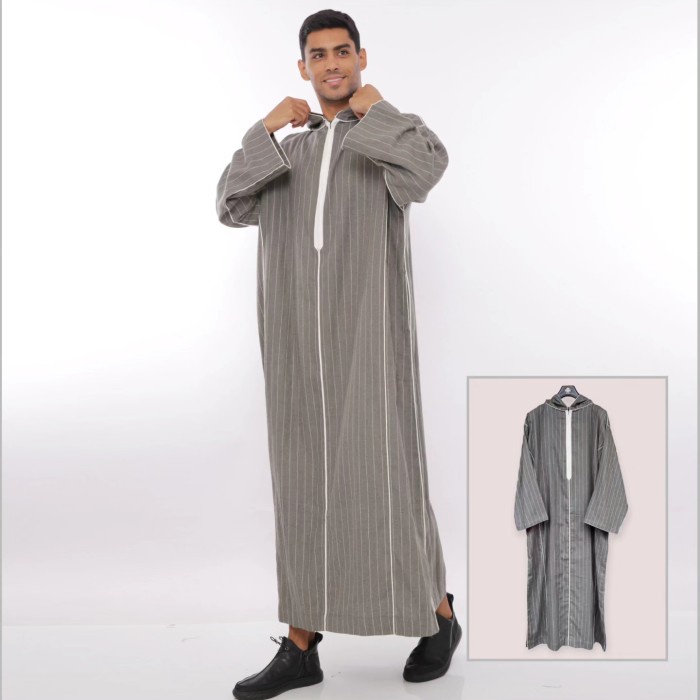 Gamis Hoodie/Kapucong/Djellaba Maroko/Jalabah Jubah Flanel Abu Salur