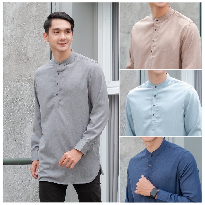 Baju Koko Pria Dewasa Kurta Pakistan katun Madinah Lengan Panjang