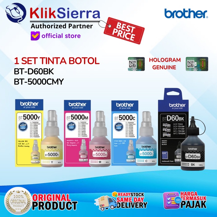 Ready BROTHER Tinta BT-D60BK BTD60BK BTD60 BK Original Black - 1SET-BTD60BK