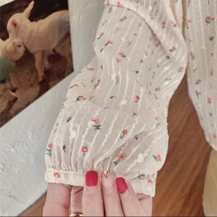 [DENISHA]Blouse bunga wanita motif korea style Atasan Panjang