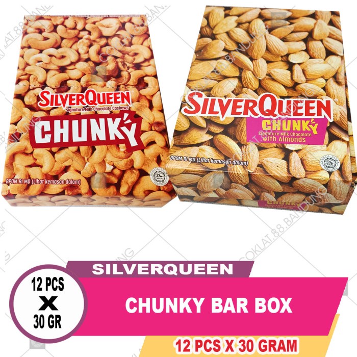 BARANG TERLARIS SilverQueen Chunky Bar 30 gr Almond 1 Box 12 pcs, Chungky Bar 30 gram