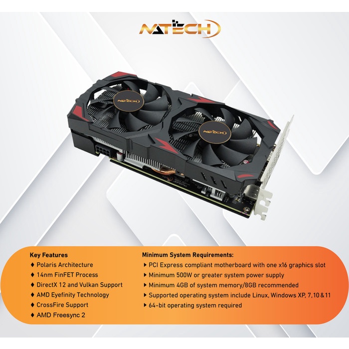 Stok Terbatas Vga Card / Vga Nvidia Rx580 / Vga Rx580 / Vga Natech Rx580 8Gb Ddr5 256Bit