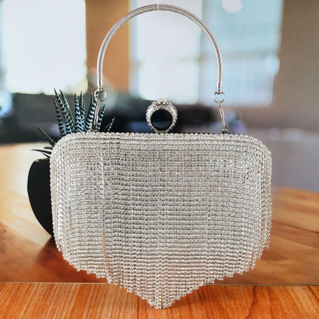 Tas Kondangan Clutch Pesta Wanita Dompet Pesta Import Premium Terbaru Kristal Mewah Elegan untuk