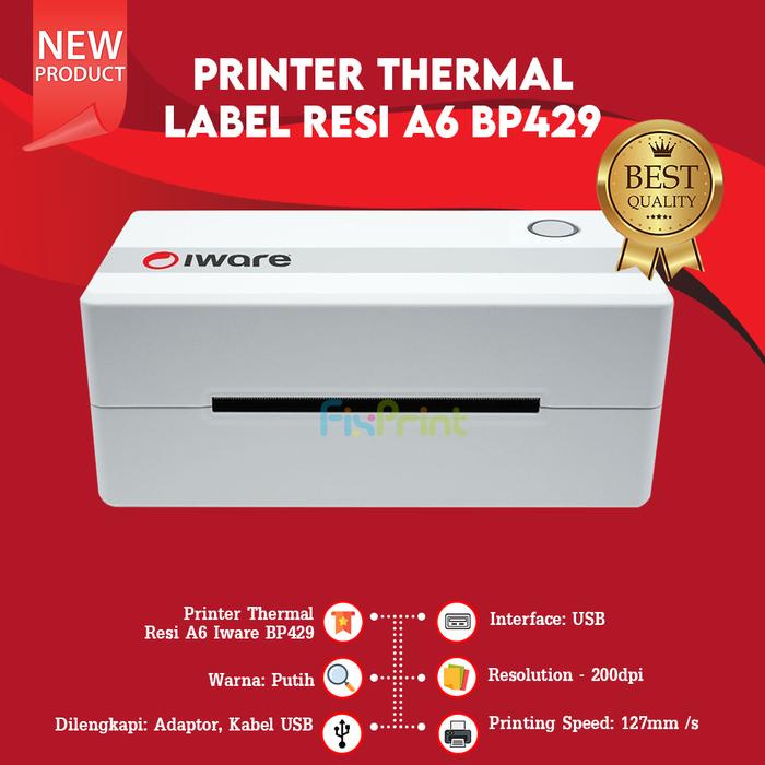 Ready Printer Thermal Label Resi A6 BP429 Auto Cutter Printer Kasir IWare IWare BP429 Interface USB