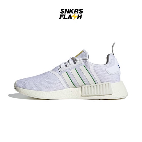 ADIDAS Nmd R1 Cloud White Green Sepatu Sneakers Unisex - GX9885 - Size 44.7